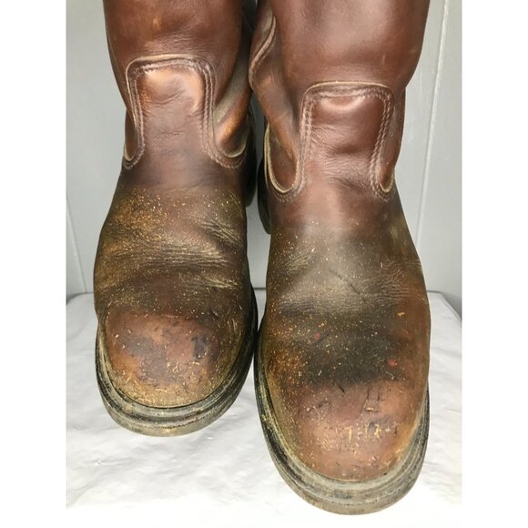 Red Wing Pecos Boots Mens Size 11 Brown Leather Work Oil Slip Steel Toe 2405 USA - Picture 6 of 8
